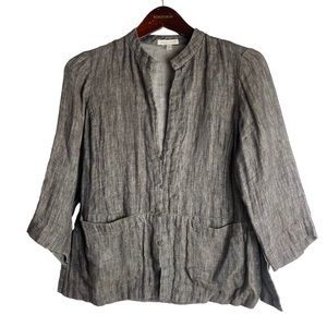 EILEEN FISHER Women’s Brown 100% Linen Jacket Size XS Lightweight Blazer Travel